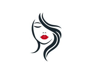 woman face logo design icon vector illustration. 