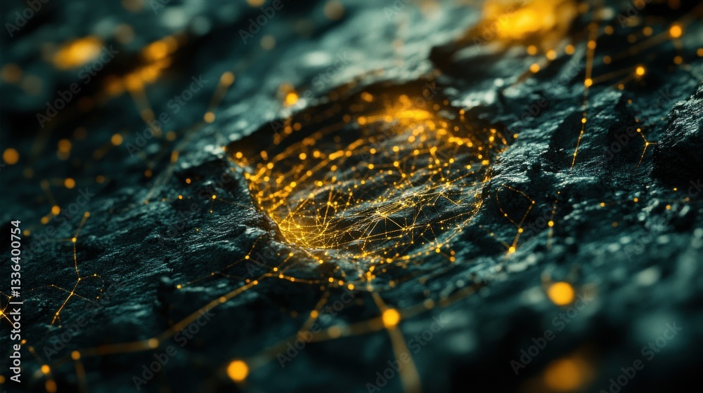 Poster Abstract image depicting a network of glowing interconnected dots