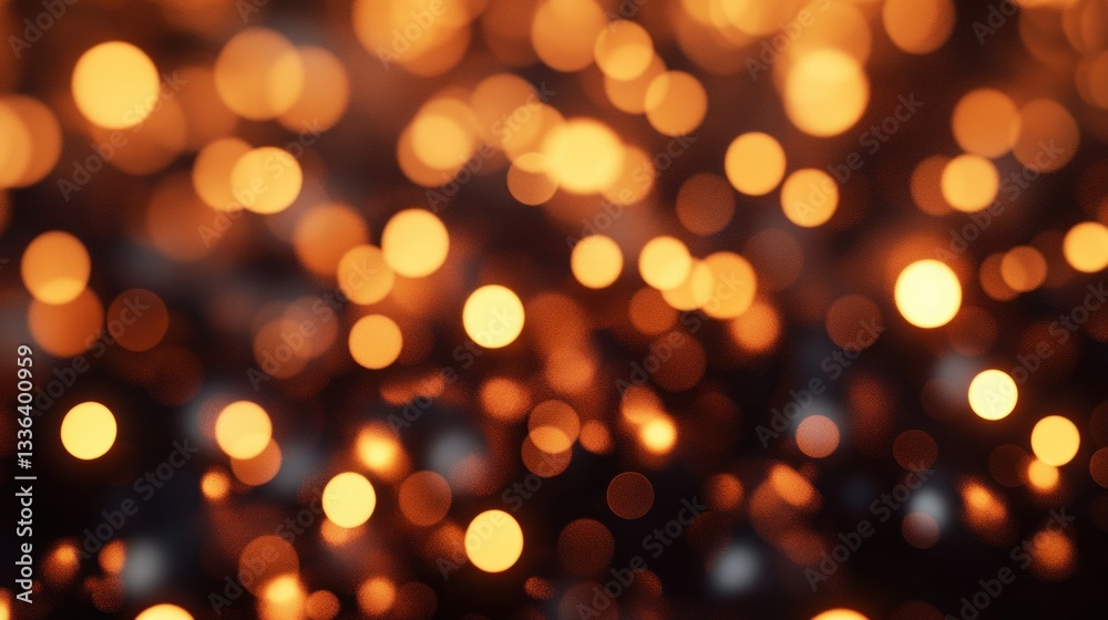 Poster golden orange lights bokeh effect creating a warm and cozy ambiance