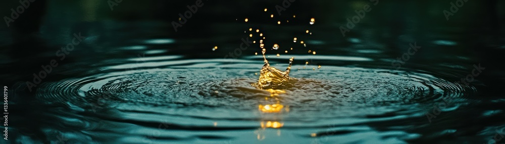 Aufkleber a golden water splash creating a vibrant and textured ripple effect