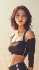Fototapeta premium 美女, 女性, 美しい, 顔, モデル, 日本, 韓国, アジア, バレーボール, スポーツ, ファッション, 美しさ, 髪の毛, うっとりさせる魅力, 人, ブルネット, 肌, 人々, 唇, スタジオ, 目, 化粧, ドレス, 優雅, 長い, 体, 笑う, 女, フィットネス, トレーニング, エクササイズ, かみ合い, 細い, 健康