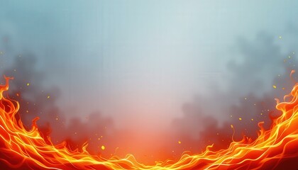 Vibrant Abstract Digital Illustration Flowing Flames Glowing Embers Light Blue Gradient Background - Energy Transformation Concept Marketing Branding Campaigns