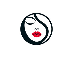 woman face with red lips