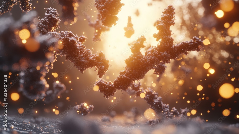 Aufkleber Abstract render of complex microscopic biological structures in sunlight