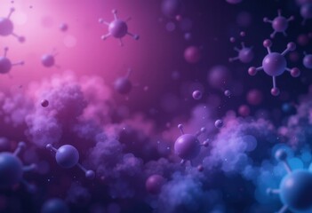 Abstract Digital Illustration Glowing Molecules Soft Purple Pink Gradient Background - Modern Science Technology Concept Health Medicine Publications