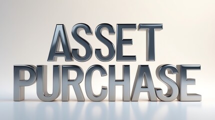 Purchase asset agreement with metal typography and simple background