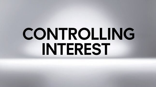Text representation of controlling interest displayed against a gray backdrop