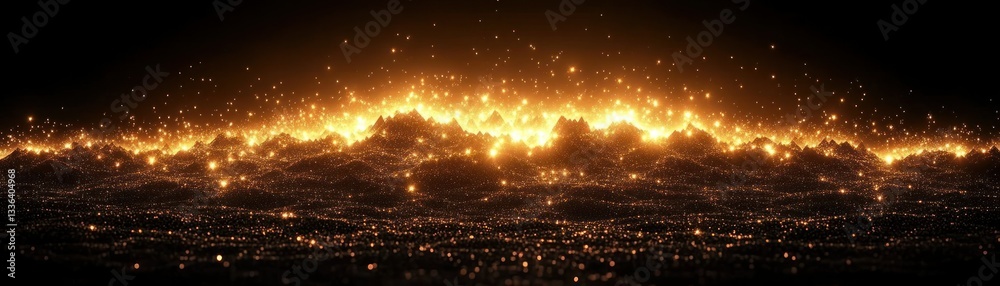 Poster Abstract representation of illuminated particles across a dark background