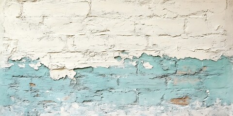 Obraz premium Weathered brick wall, paint peeling, textured surface