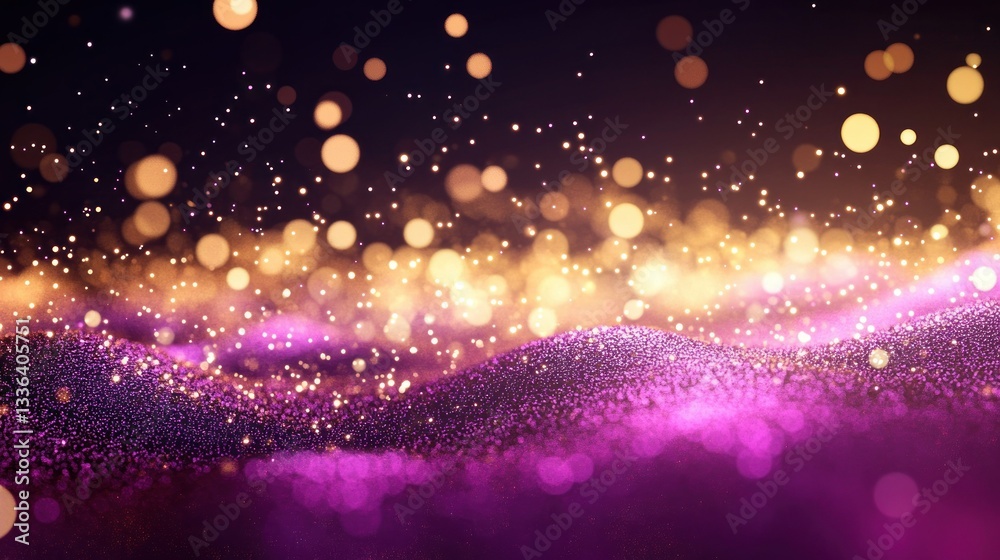 Poster Abstract digital visualization with glowing particles and flowing formations