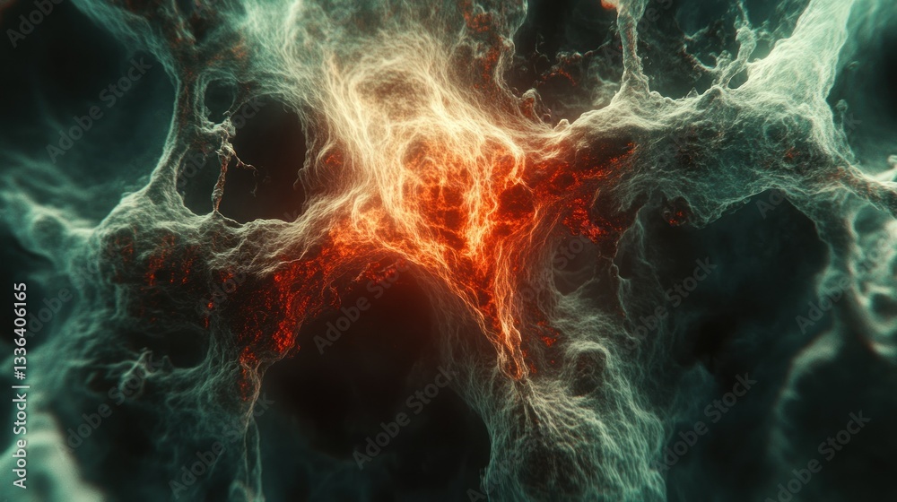 Poster Abstract artistic rendering shows nebula like colors and textures