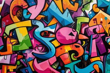 Naklejka premium Vibrant abstract street art on brick wall. Neural network AI generated