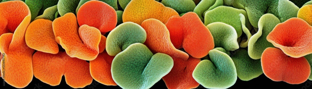 Poster colorful and abstract microscopic image of biological organic structures