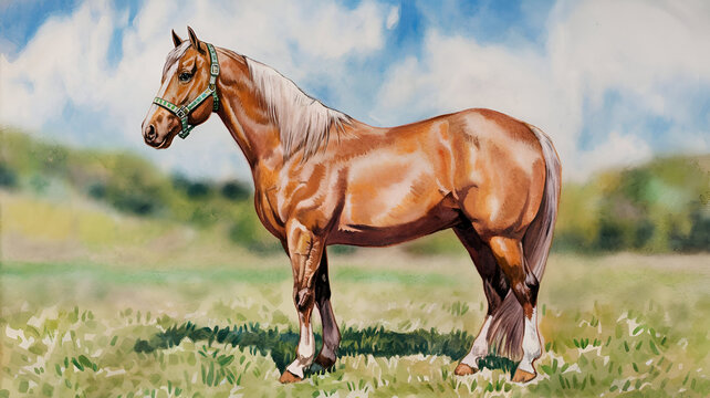 portrait horse in the medows grass,