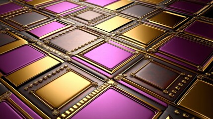 Fototapeta premium Colorful and Elegant Pattern of Gold, Brown, and Purple Tiles