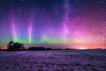 Neon colored aurora