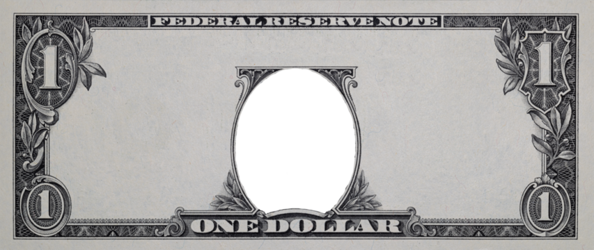 U.S. 1 dollar border with empty middle area