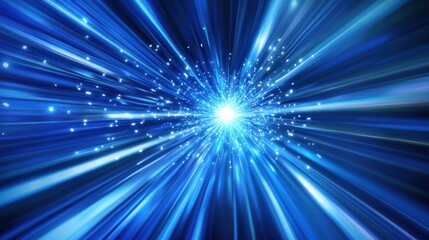 Fototapeta premium Abstract Blue Light Speed Burst