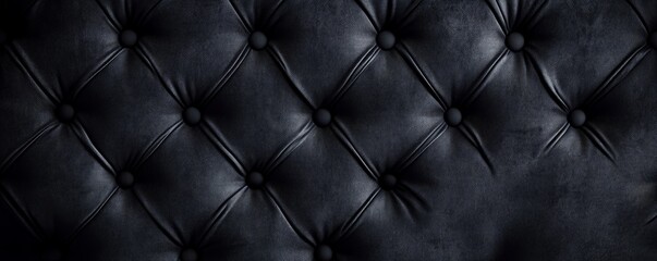 Abstract dark black retro vintage sofa textile fabric texture background  - Upholstered velours velvet furniture in the classic style of stiching rhombus with button, diamond quilted, seamless