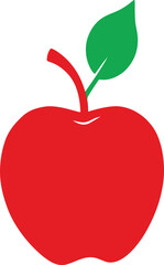 Obraz premium Red apple with a green leaf icon vector art illustration isolate on white background