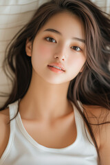 Obraz premium 美女, 女性, 美しい, 顔, モデル, 日本, 韓国, アジア, バレーボール, スポーツ, ファッション, 美しさ, 髪の毛, うっとりさせる魅力, 人, ブルネット, 肌, 人々, 唇, スタジオ, 目, 化粧, ドレス, 優雅, 長い, 体, 笑う, 女, フィットネス, トレーニング, エクササイズ, かみ合い, 細い, 健康