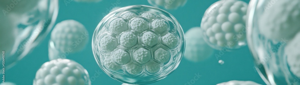 Poster microscopic image depicting a scientific concept of cellular growth and development