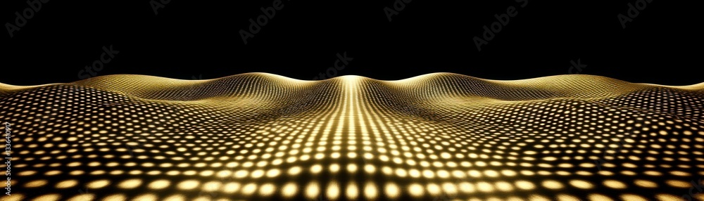 Poster A glowing golden surface with repeating illuminated dot pattern