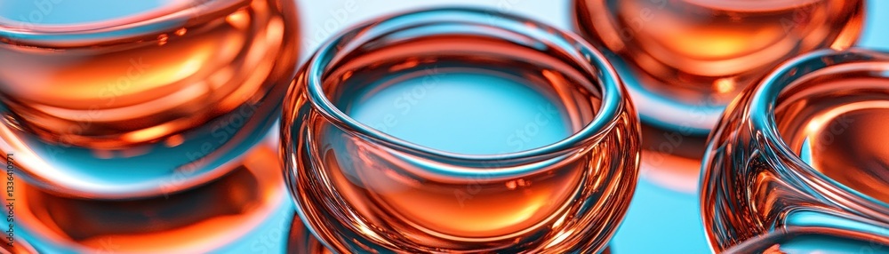 Poster Abstract close up view of multiple glass bowls in display