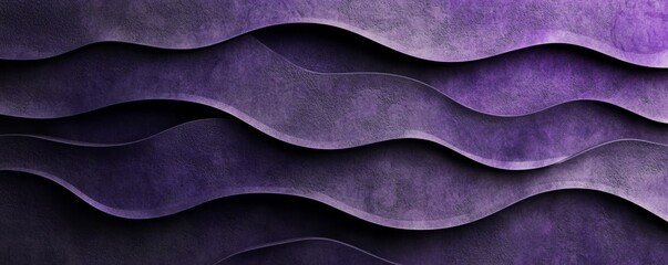 Abstract dark purple color colored 3d concrete cement texture wall texture background wallpaper banner with waves, seamless pattern