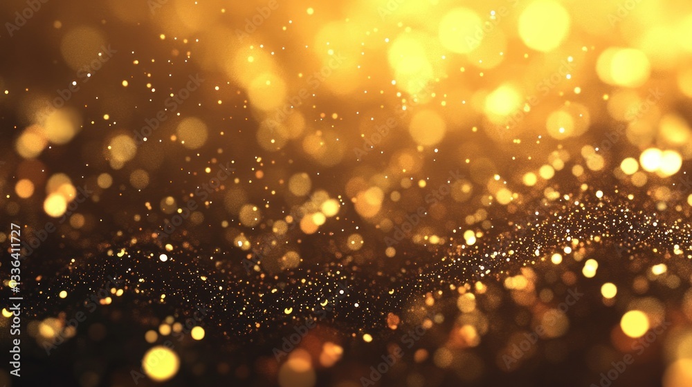 Poster A beautiful background of golden bokeh and sparkling particles dancing