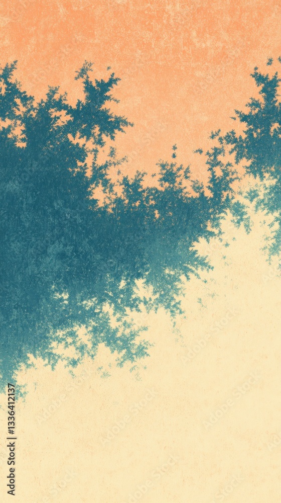 Poster A gradient colored background with abstract textured tree imagery