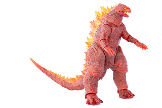 ZHONGSHAN GUANGDONG China-May 7 2021:red Godzilla on background.