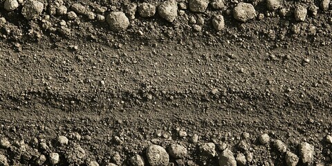 Dark soil texture, rocky ground