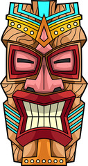 Majestic Tiki Mask with Tribal Carvings and Ornamental Details