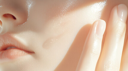 Skin care routine home beauty close-up bright environment up-close view hydration and radiance