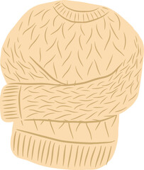 Knitted sweater with crossed folded sleeves