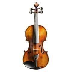 Fototapeta premium A beautifully crafted violin with rich wooden textures and elegant strings, isolated on a white background