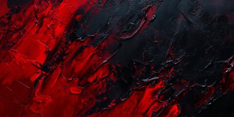 Abstract dark red black painted acylic or oil painting texture on canvas background