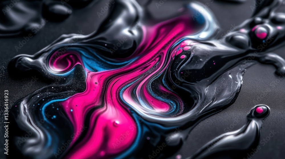Poster abstract liquid paint swirls displaying vivid colors and interesting textures