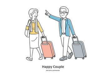 旅行に出かけるシニア夫婦