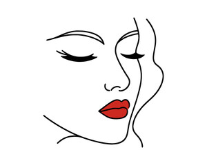 woman with red lips