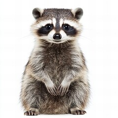 Fototapeta premium High-quality portrait of a raccoon, isolated on a clean white background. Perfect for wildlife, nature, and animal-themed projects.
