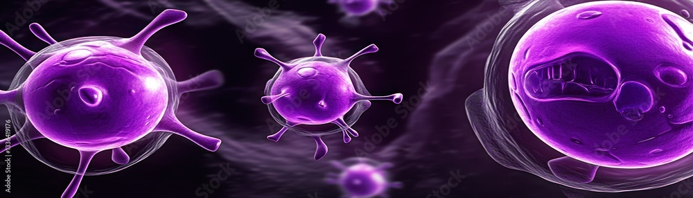 Poster Close up illustration of multiple microscopic cellular structures
