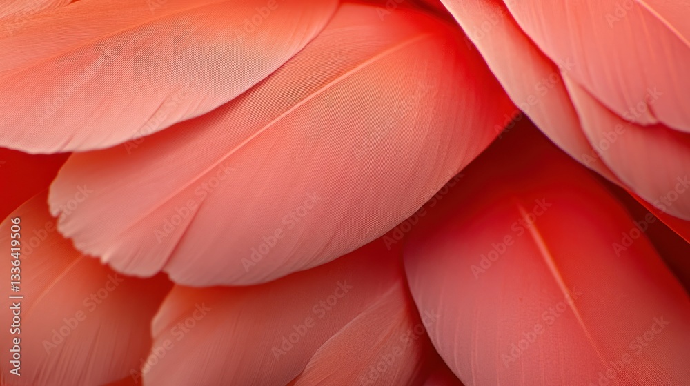Poster Close up of overlapping pink feathers with soft textures