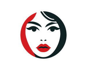 woman face with red lips