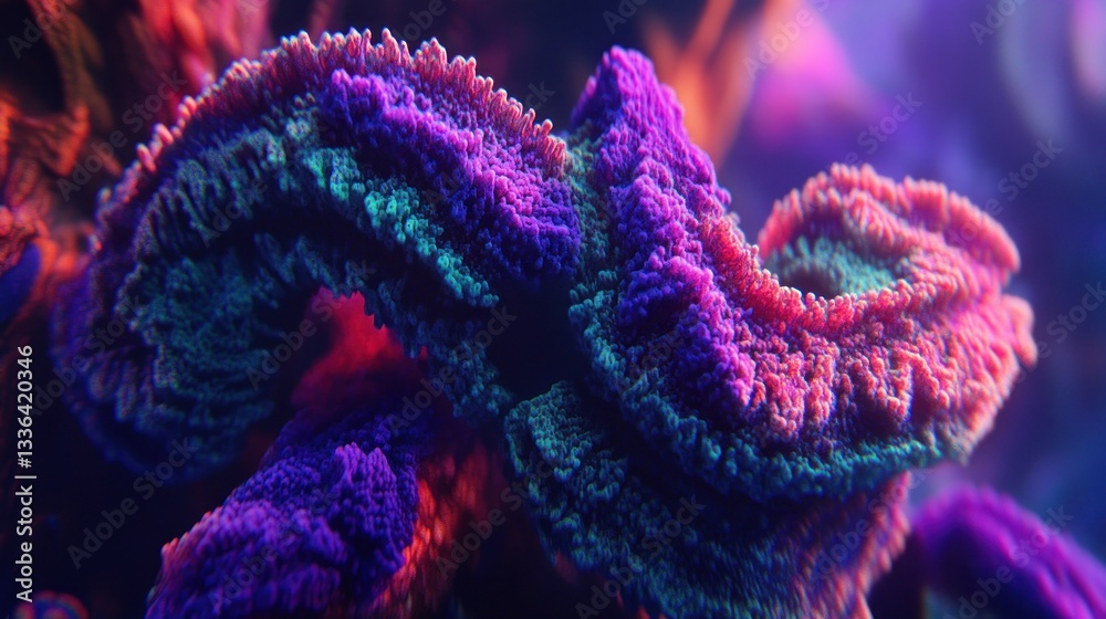Poster A colorful and textured fractal structure with vibrant and saturated colors