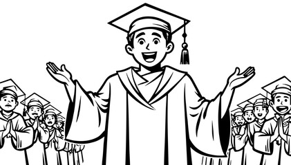 Dotwork Tattoo. Graduating student celebrating with peers