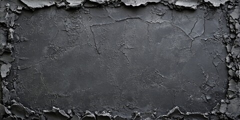 Frame made of peeled off color - Grunge aged old weathered scratched black anthracite concrete cement background texture banner