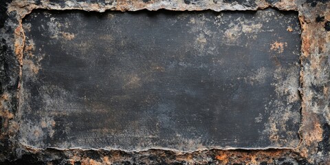 Frame made of peeled off color - Grunge aged old weathered scratched black anthracite concrete cement background texture banner