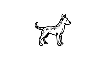 Fototapeta premium Dotwork Tattoo.Illustration of a standing dog in black and white